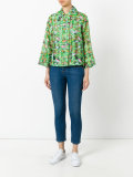Transport print cropped jacket