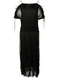 pleated cold-shoulder dress