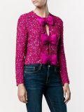 sequin embellished bow blouse