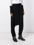pinstripe drop-crotch trousers
