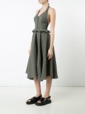 ruffled waist flared dress