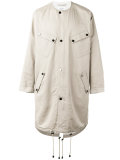 collarless midi coat