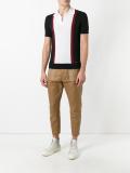 stripe open collar polo