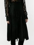 Crystal Embellished Pleated Virgin Wool Skirt