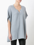 ribbed open neck top