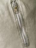 banded collar leather jacket