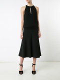 flared sleeveless evening dress