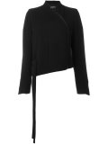 asymmetric curve zip front cropped jacket