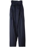belted loose-fit striped trousers