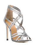 metallic stiletto sandals