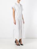 ruffled midi shirt dress