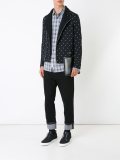 dotted back quote biker jacket