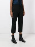 drop-crotch flared cropped trousers