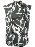 high neck printed blouse