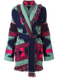 multi figures frayed trim cardi-coat 