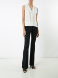 fringed V-neck top