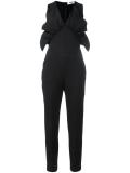 ruffled detail V-neck jumpsuit