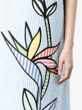 flower embroidered striped midi dress