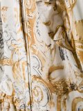 baroque print ruffle trim dress