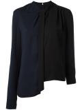 colour block asymmetric hem blouse