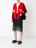 embellished roses V-neck jacket