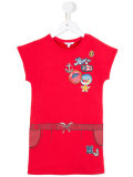 patch style print dress