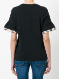 T-shirt with check trim ruffles