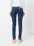printed waistband slim-fit jeans