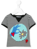 graphic print striped T-shirt