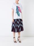 feather print T-shirt