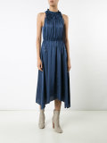 pleated tie accent dress