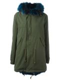 raccoon fur-trimmed midi parka