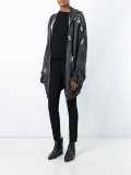distressed zipped hoodie