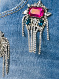 crystal embellished cropped raw jeans