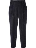 gold-tone pinstripe trousers