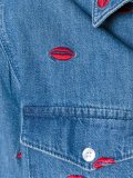 'lips' embroidered denim shirt