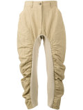Cropped Trousers with Ruched Legs