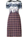 tie dye check fitted dress 