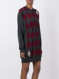arygle sweater dress with sheer diamonds