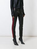 skinny striped leather trousers