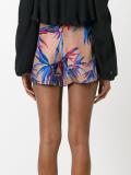 abstract print pleated shorts