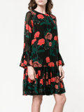 Floral Print Drop Hem Skirt