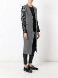 leather-panelled coat