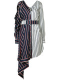 striped asymmetrical dress