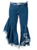 frayed ruffled jeans