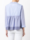 striped ruffled buttoned blouse