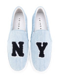 NY denim slip-on sneakers 