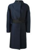 funnel neck belted coat