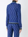 pattern zipped cardigan
