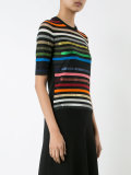 short-sleeve striped rainbow sweater